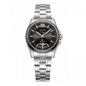 Alexandre Christie AC 8659 Silver Black Lady Steel LDBSSBA